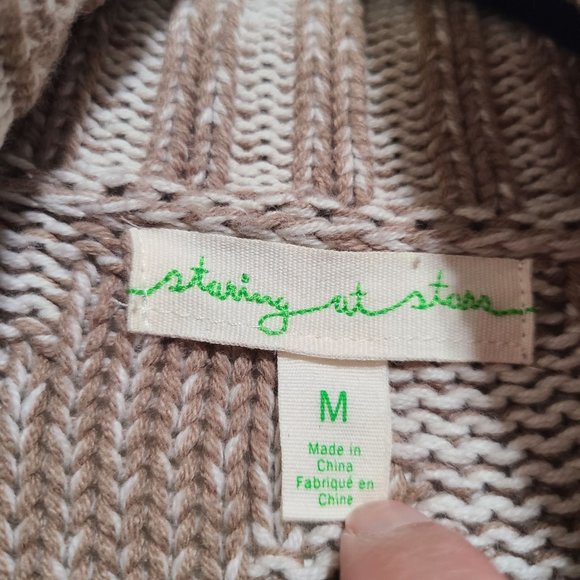 Staring At Stars Open Front Waterfall Boho Drapey Cardigan Size M Beige - Picture 4 of 5